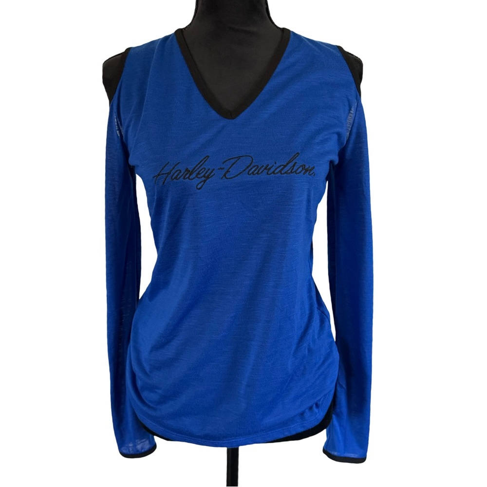 Harley-Davidson‎ Women's Royal Blue Long Sleeve V-Neck Tee
